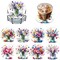 Diamond Painting Coasters Kits with Holder, Colorful Flowers Diamond Art Coasters for Adults Beginners 5D DIY Diamond Coasters, Diamond Art Painting Kits Craft Supplies
